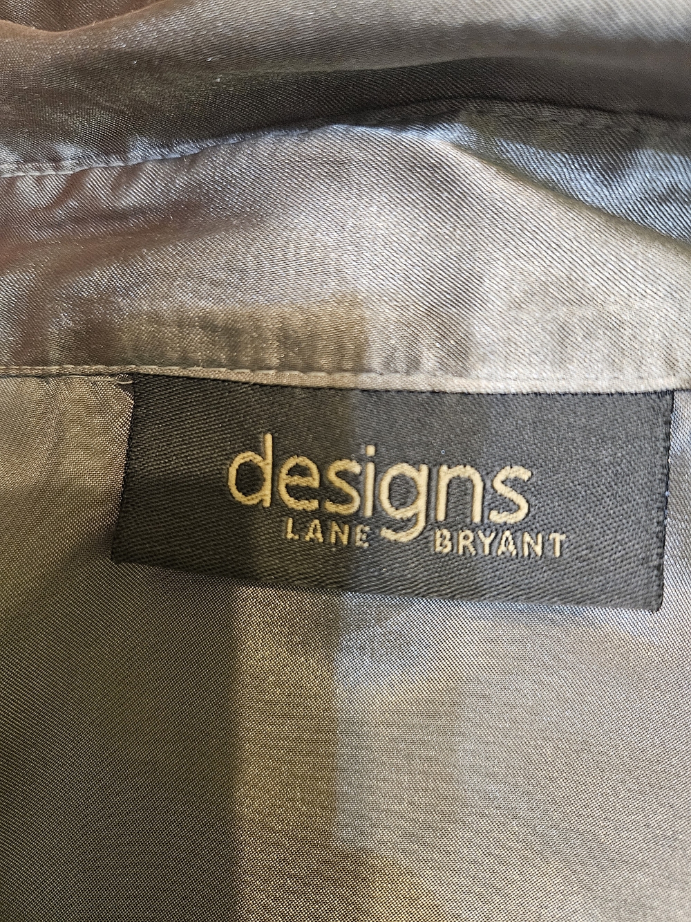 Lane Bryant Designs Top Shiny Satin Button-Front Shirt - Champagne Green - Picture 5 of 10